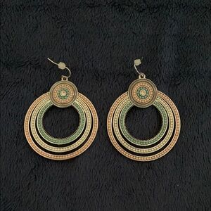 Premier Designs Silver and Green Geometric Earrings - Sorbet